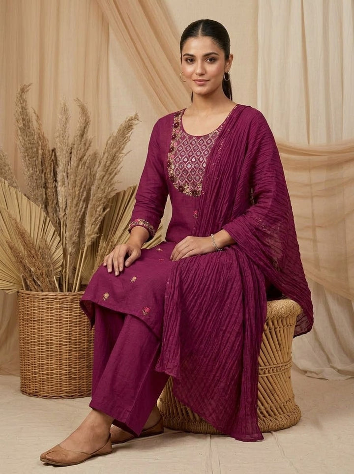 The Desi Crush Cotton Kurti Set