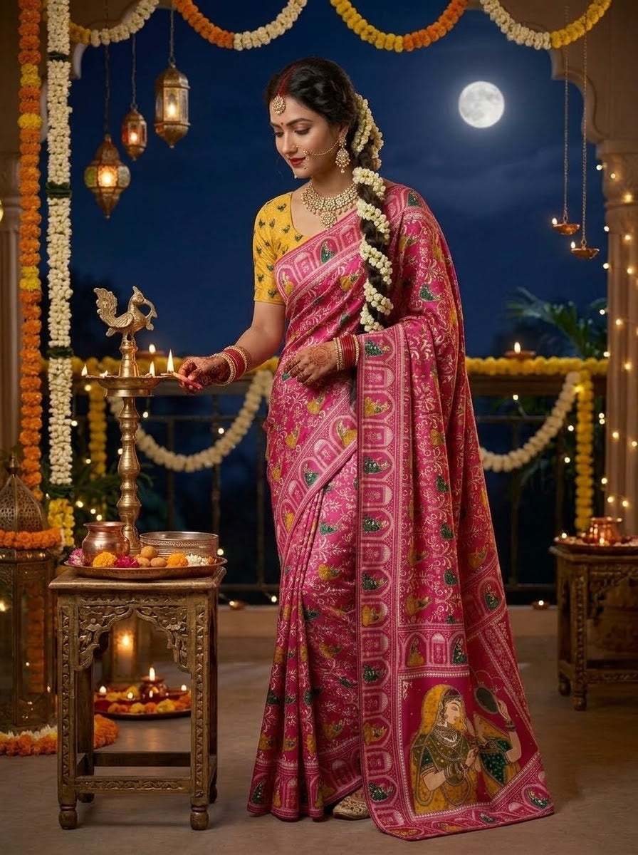 Love in Reflection - Chinnon Silk Mirrorwork Saree