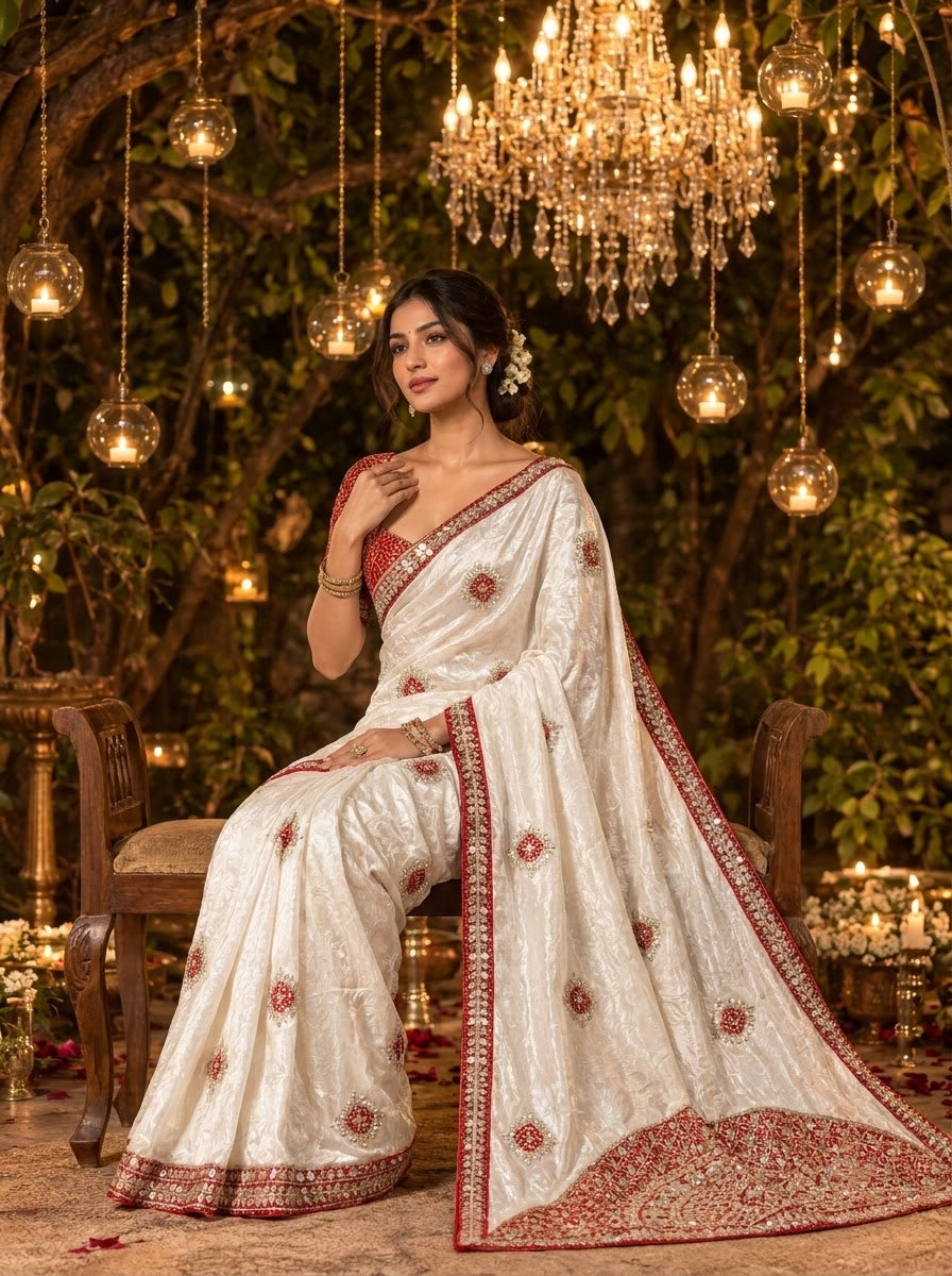 The Celebration Queen – Chinnon Silk Saree with Gota Patti Work