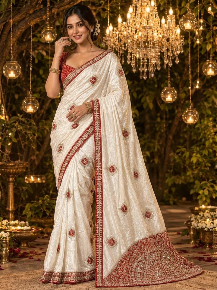The Celebration Queen – Chinnon Silk Saree with Gota Patti Work