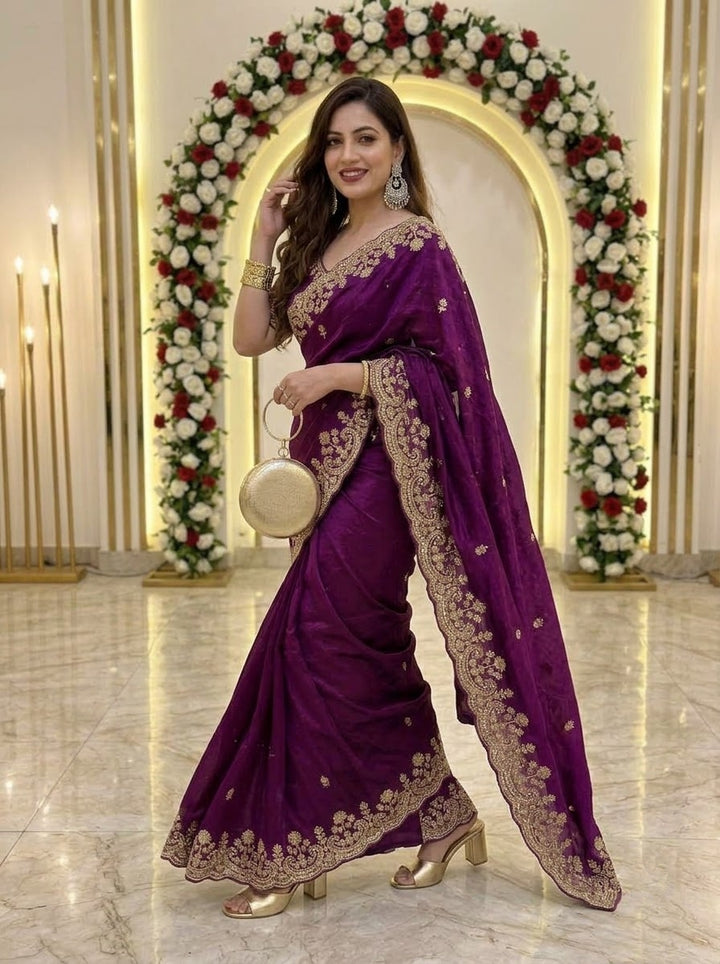 Glam Theory – Fancy Silk Saree with Sequin & Zari Embroidered
