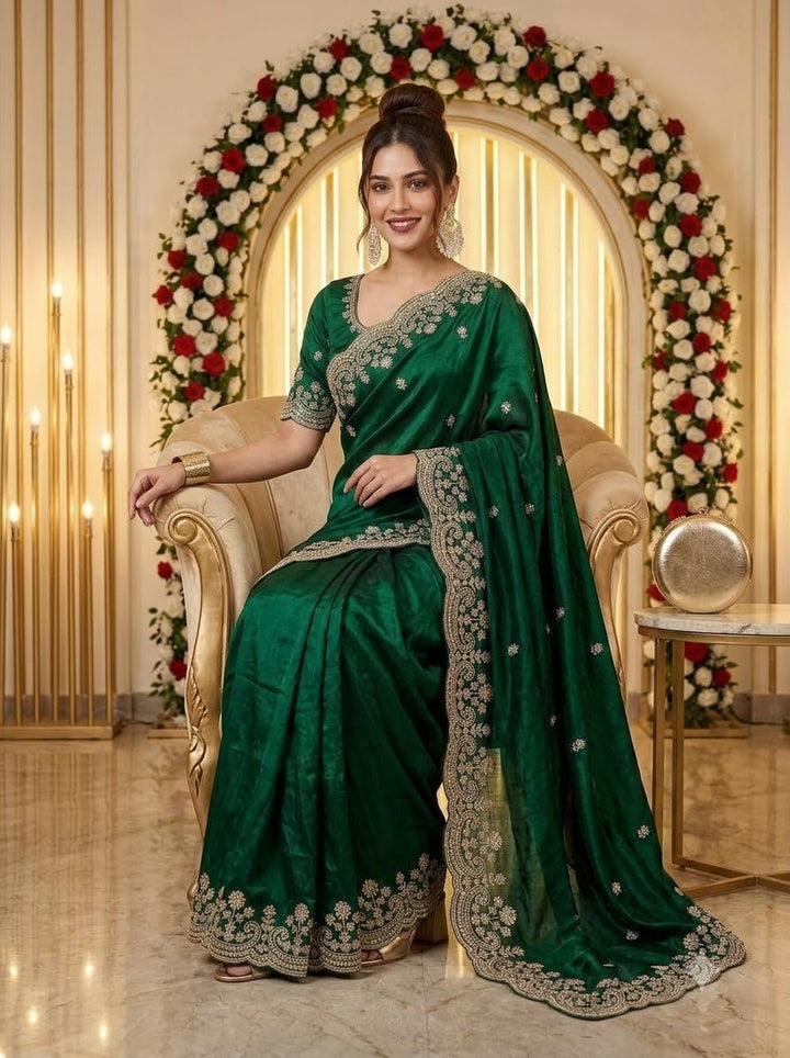 Glam Theory – Fancy Silk Saree with Sequin & Zari Embroidered