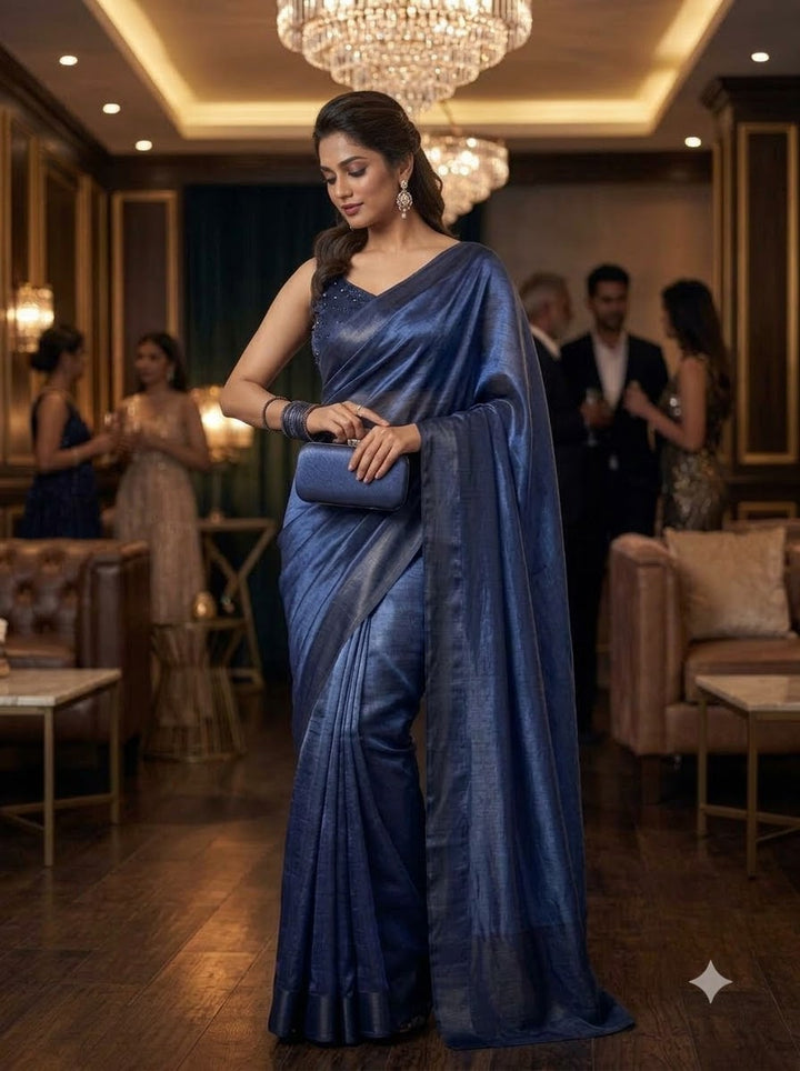 Night Out Glam Satin Silk Saree