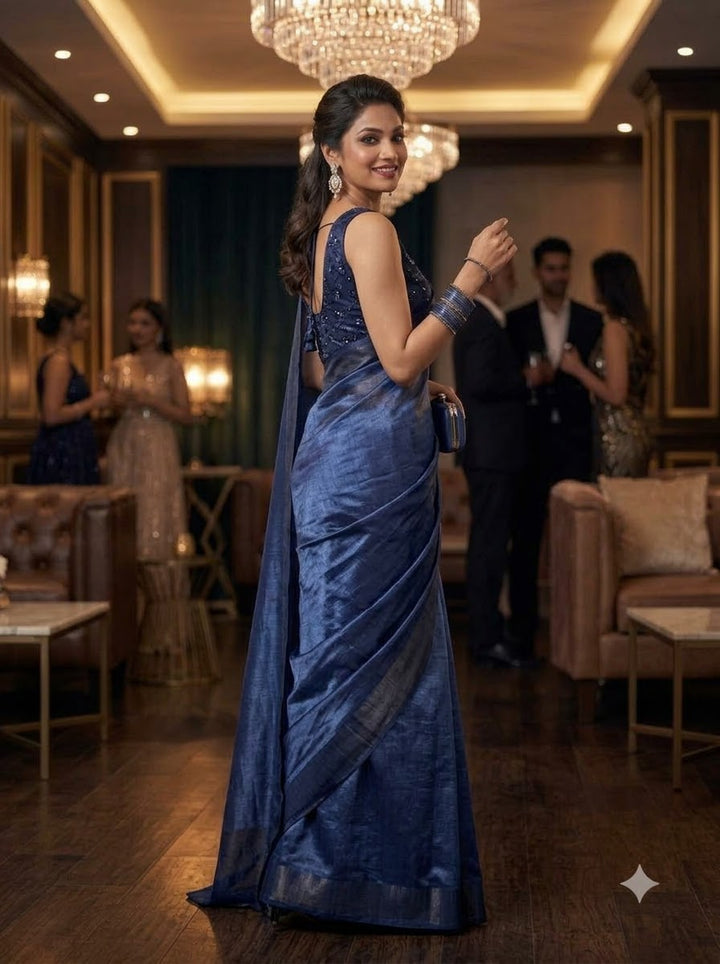 Night Out Glam Satin Silk Saree