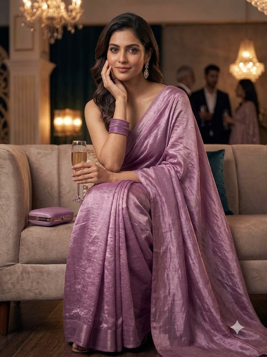 Night Out Glam Satin Silk Saree