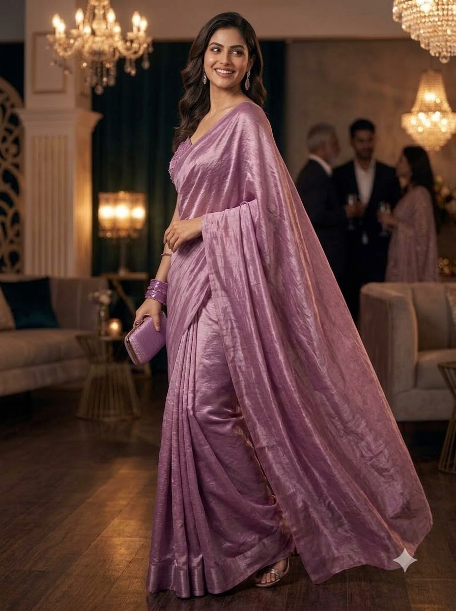 Night Out Glam Satin Silk Saree
