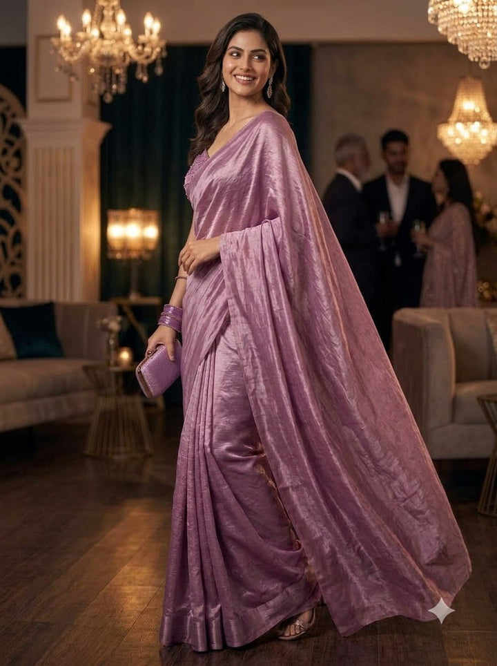 Night Out Glam Satin Silk Saree