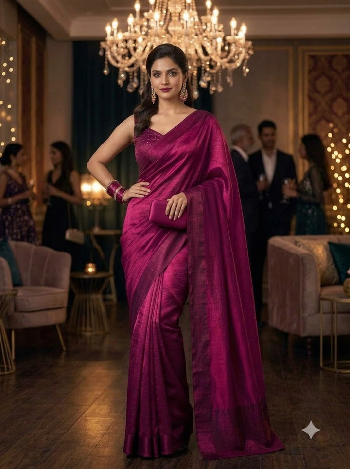 Night Out Glam Satin Silk Saree