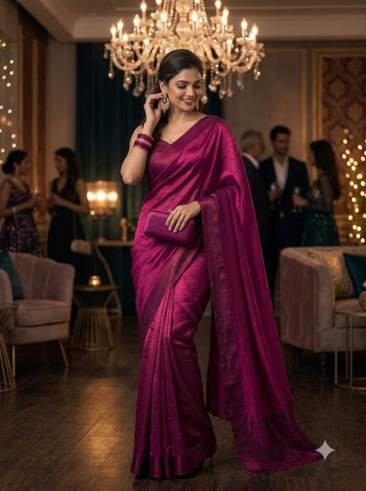 Night Out Glam Satin Silk Saree