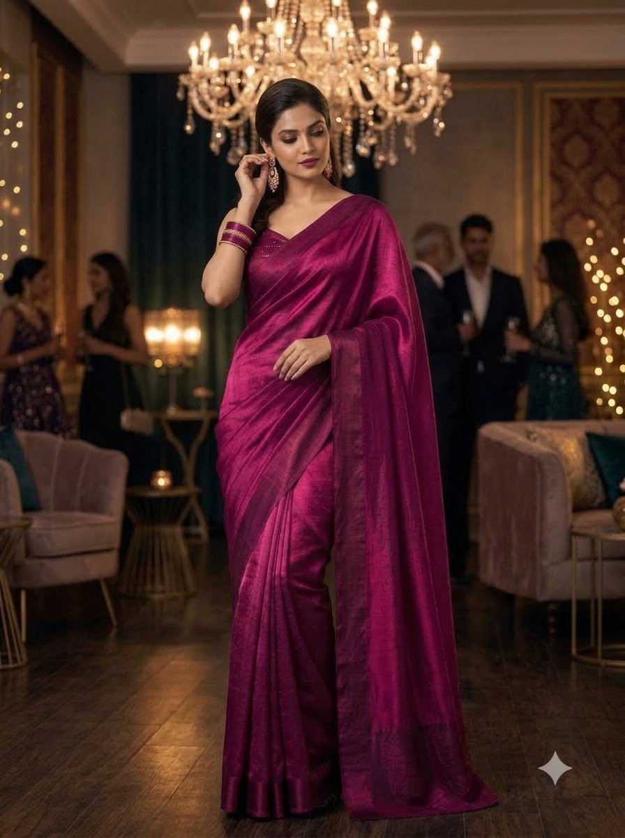 Night Out Glam Satin Silk Saree