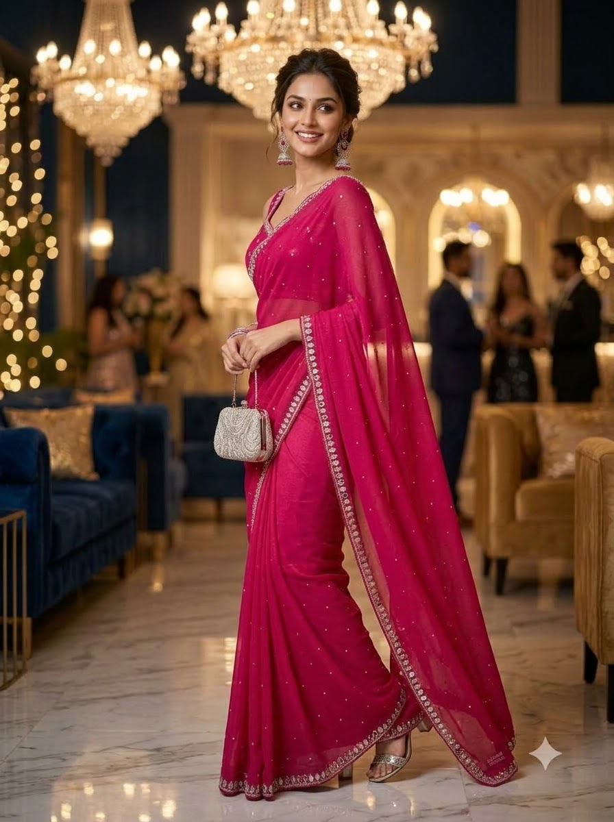 Iconic Glow Satin Silk Saree