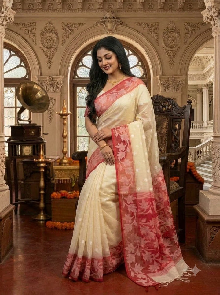 Amber Fall Banarasi Dhakai Kora Organza Saree