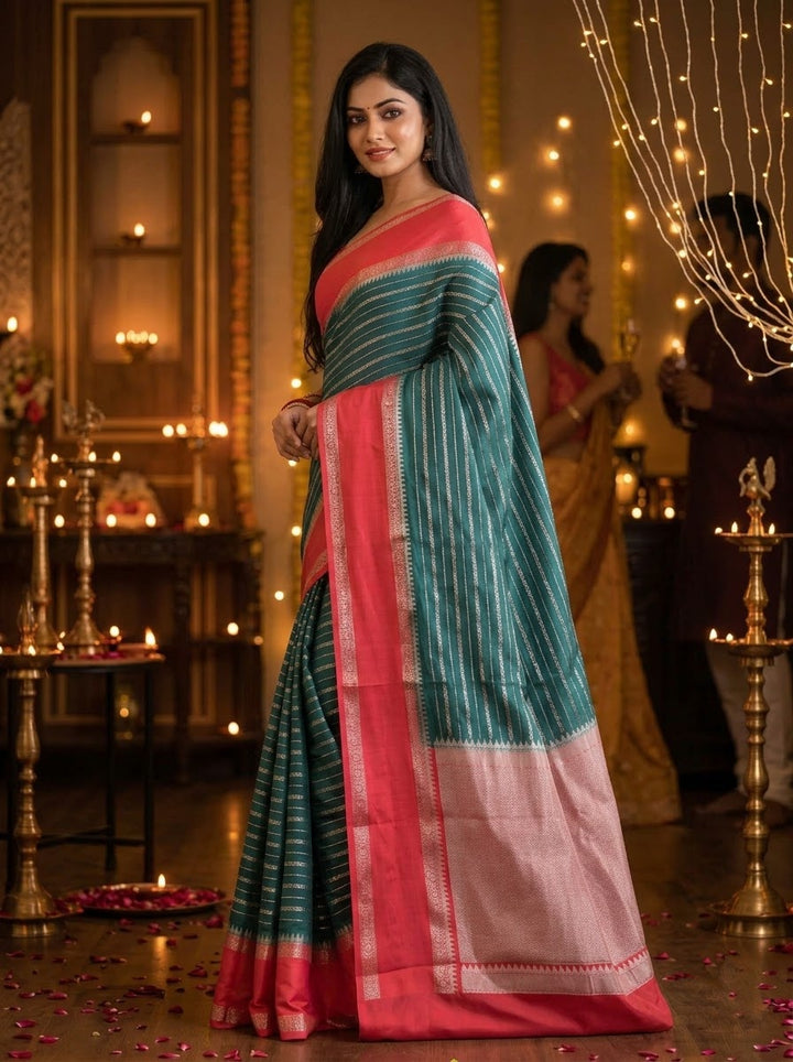 Elegant Emerald Banarasi Saree