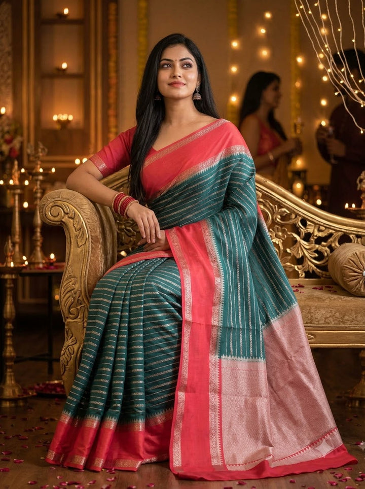 Elegant Emerald Banarasi Saree