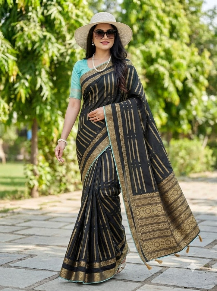 Evelyn in Gold Georgette Silk Saree