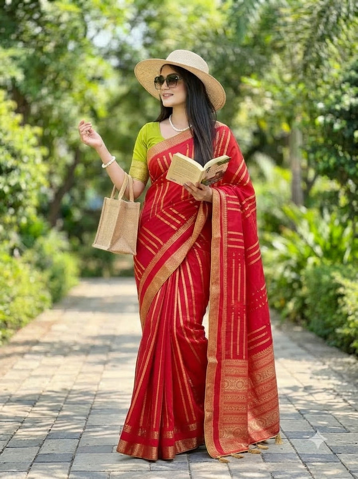 Evelyn in Gold Georgette Silk Saree