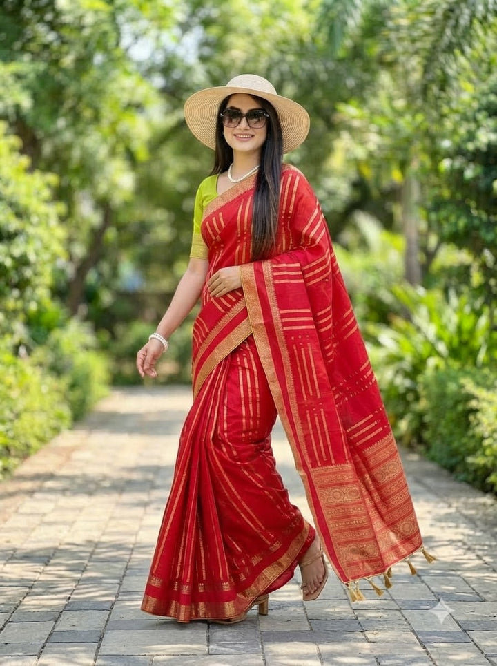 Evelyn in Gold Georgette Silk Saree