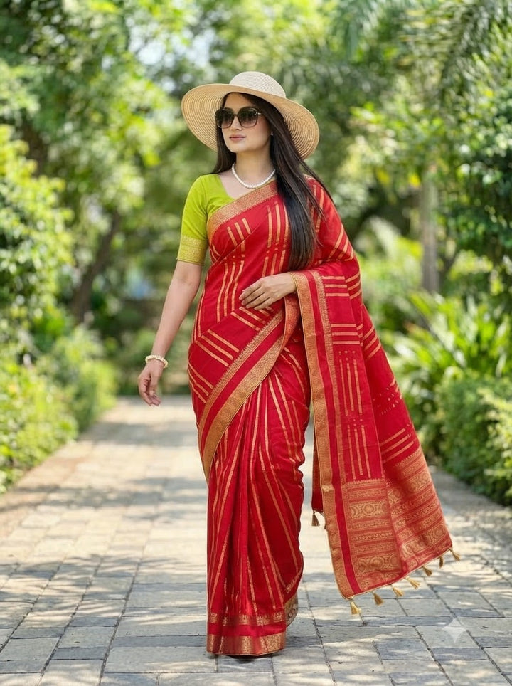 Evelyn in Gold Georgette Silk Saree