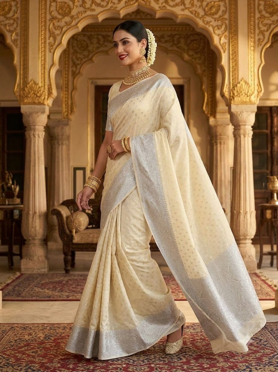 Weave & Wonder - Semi Katan Banarasi Saree