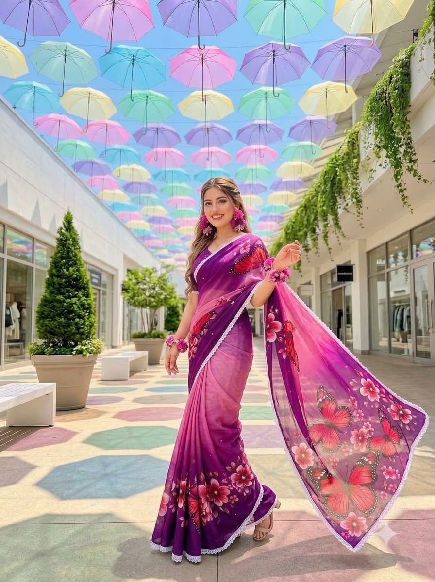 🦋 The Magic She Wears – Soft Linen Saree