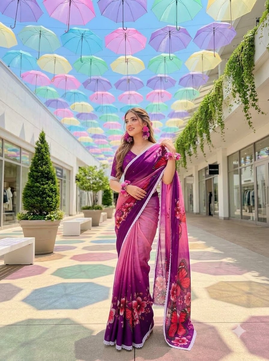🦋 The Magic She Wears – Soft Linen Saree