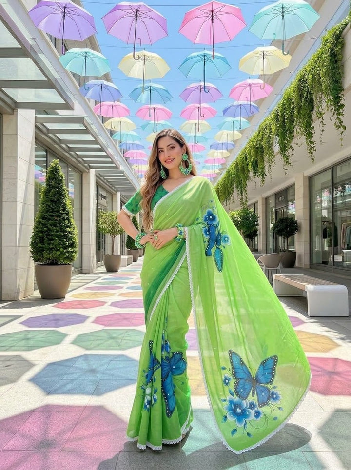 🦋 The Magic She Wears – Soft Linen Saree