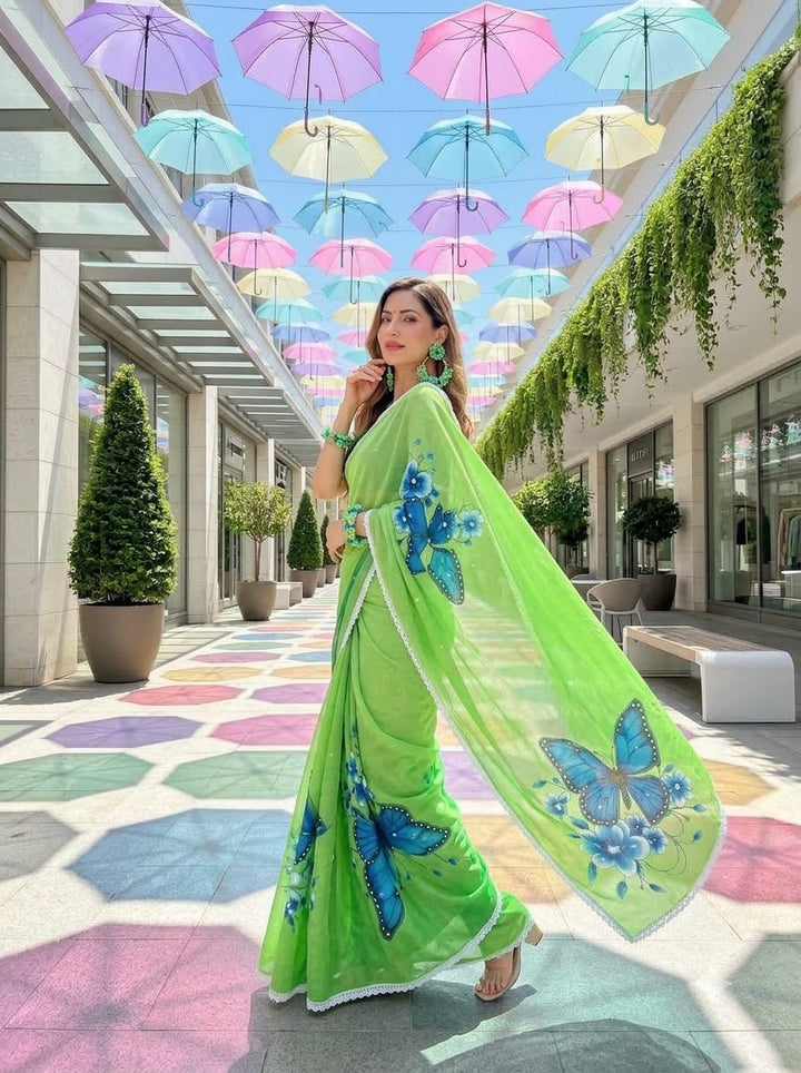 🦋 The Magic She Wears – Soft Linen Saree