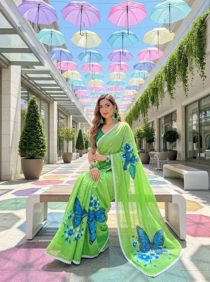 🦋 The Magic She Wears – Soft Linen Saree