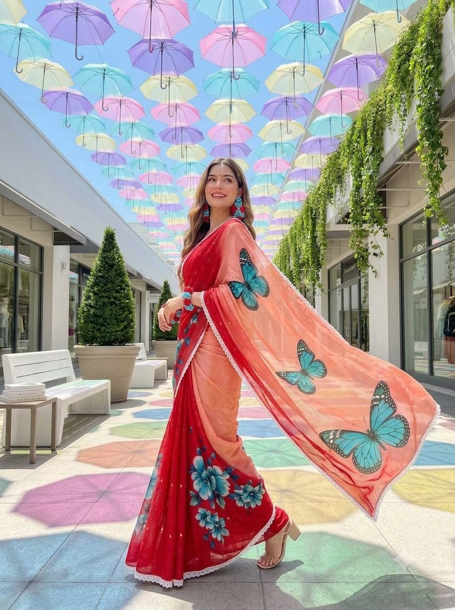 🦋 The Magic She Wears – Soft Linen Saree