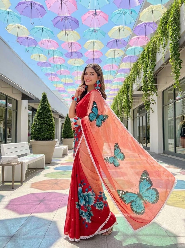🦋 The Magic She Wears – Soft Linen Saree