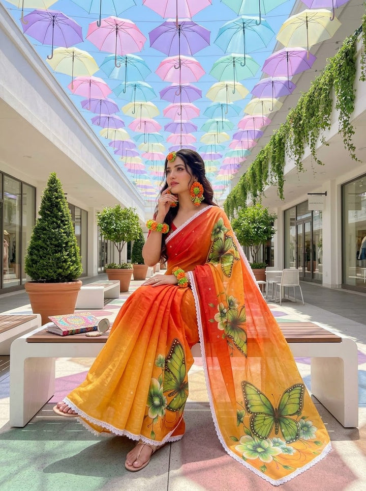🦋 The Magic She Wears – Soft Linen Saree