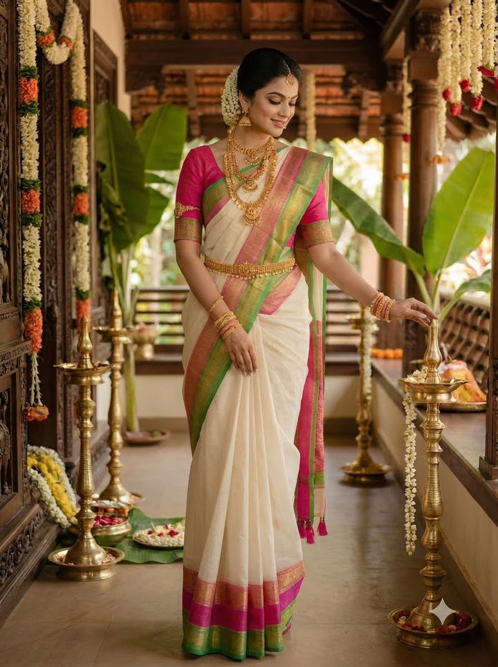 Shwetambari White Cotton Saree