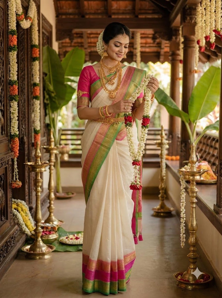 Shwetambari White Cotton Saree