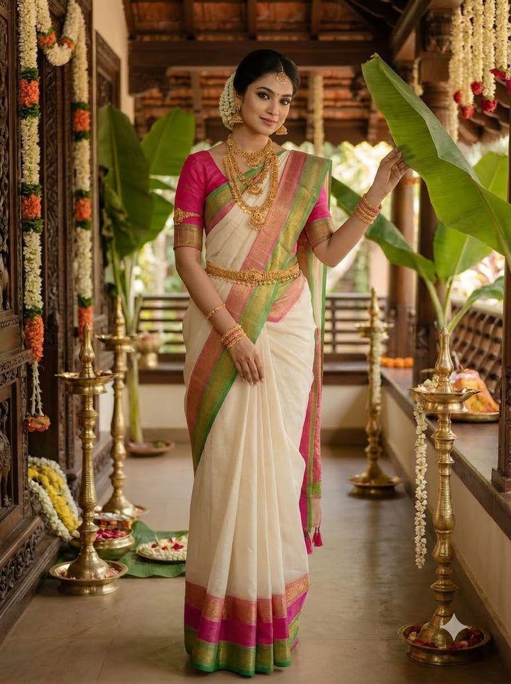 Shwetambari White Cotton Saree