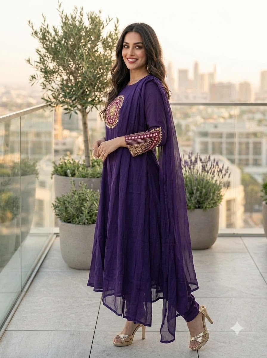 Sky Serenity Cotton Kurti Set