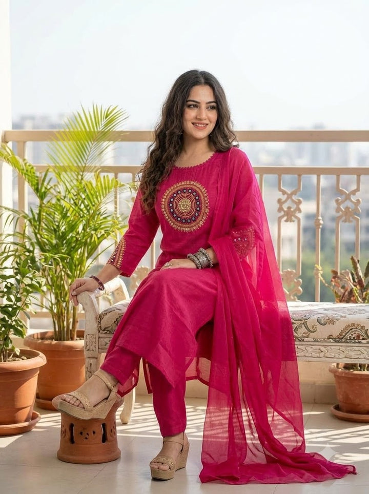 Sky Serenity Cotton Kurti Set