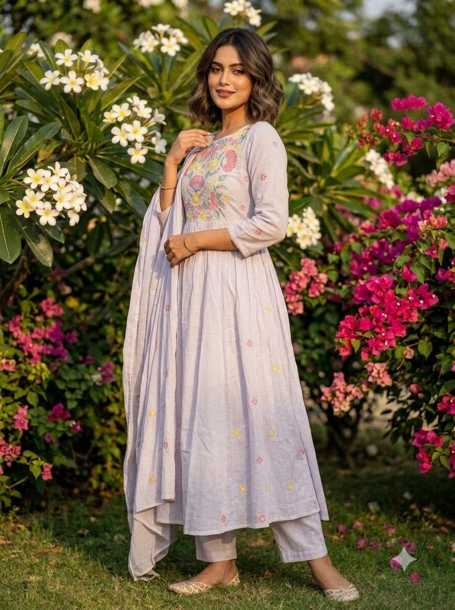 Stellar Sky Cotton Kurti Set