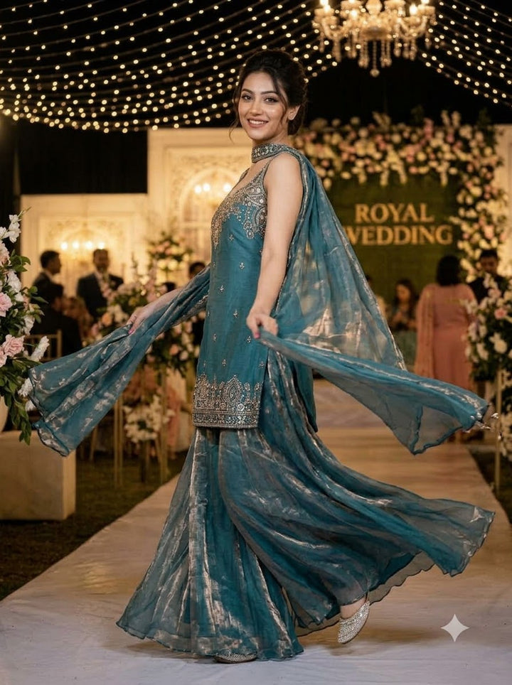 Heavenly Haze Designer Sharara Set