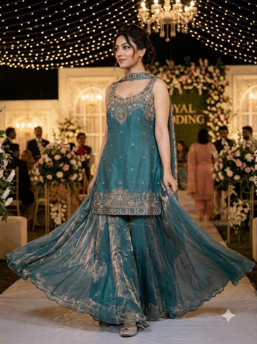 Heavenly Haze Designer Sharara Set