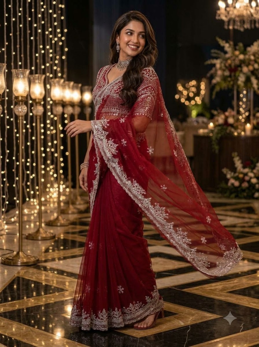 Afterglow Drape Net Saree
