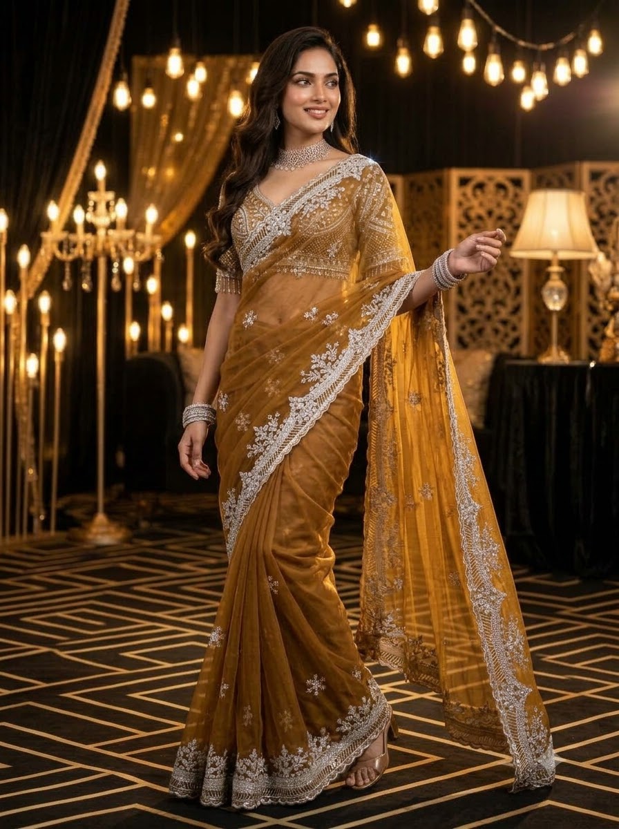 Afterglow Drape Net Saree