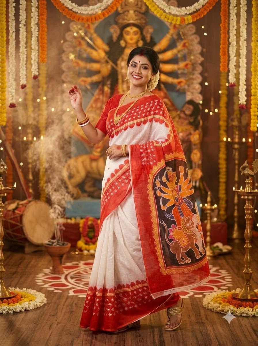 Shakti & Shringar Soft Linen Printed Saree