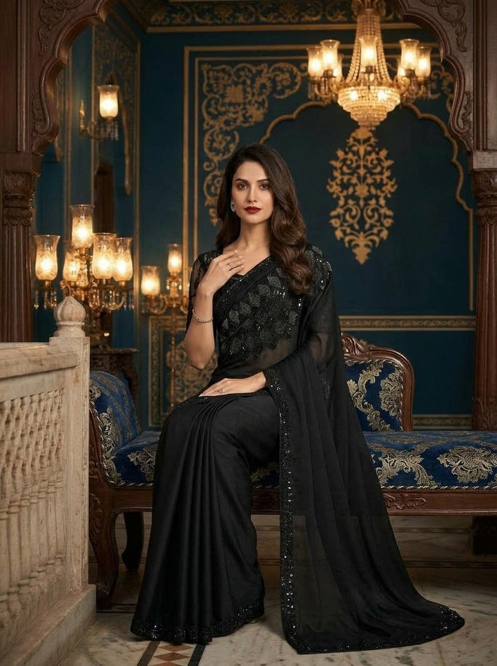 In Shades Of Gray Chiffon Saree