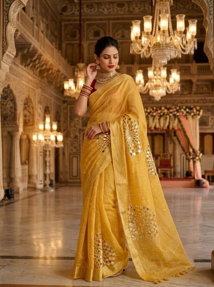 Worth Of A Queen's Crown( Pure Tissue Linen Saree)