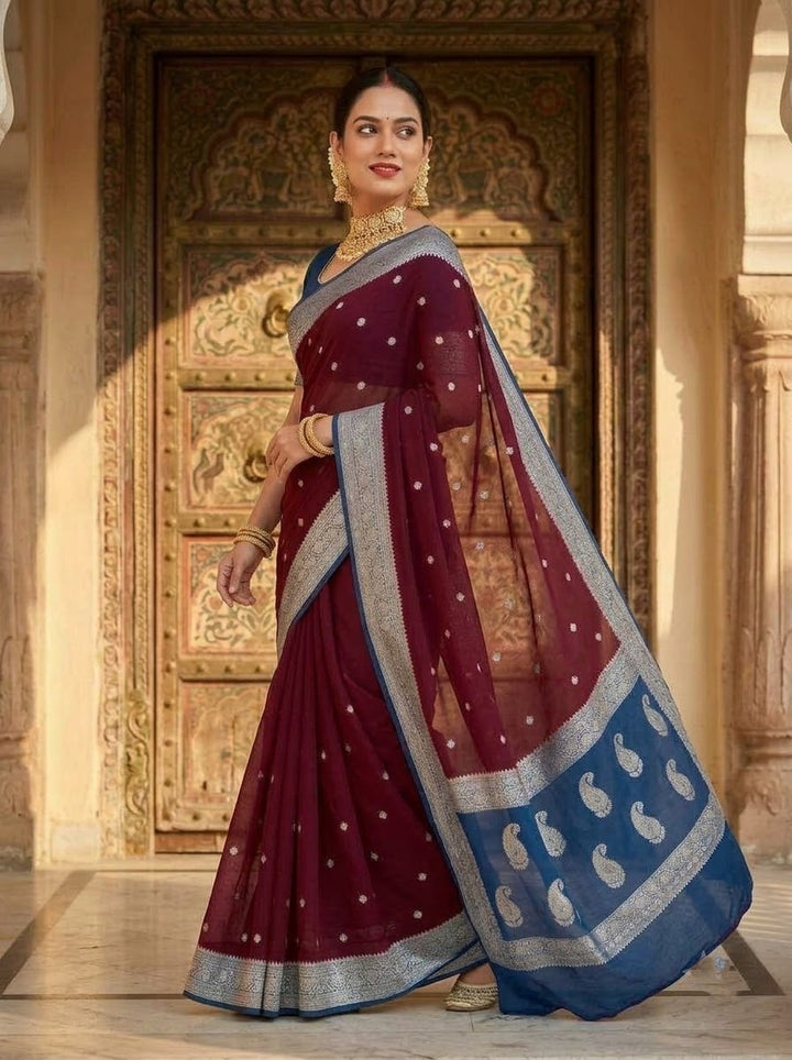 Legacy Of Khaddi Chiffon Handloom Banarasi Saree