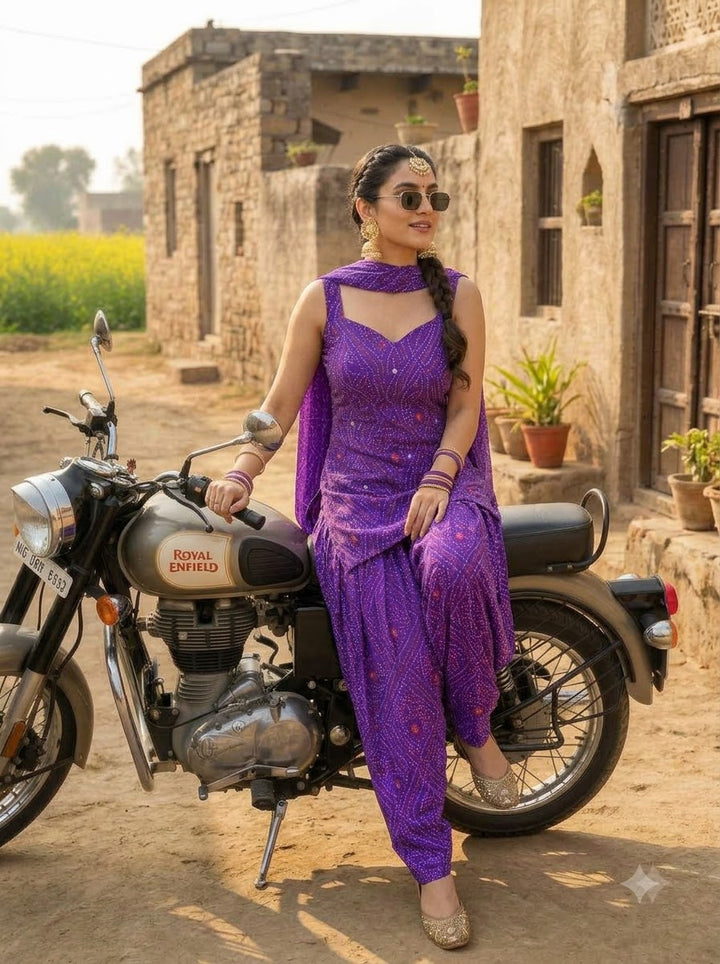 Swag Wali Kudi Premium Cotton Bandhani Kurti Set