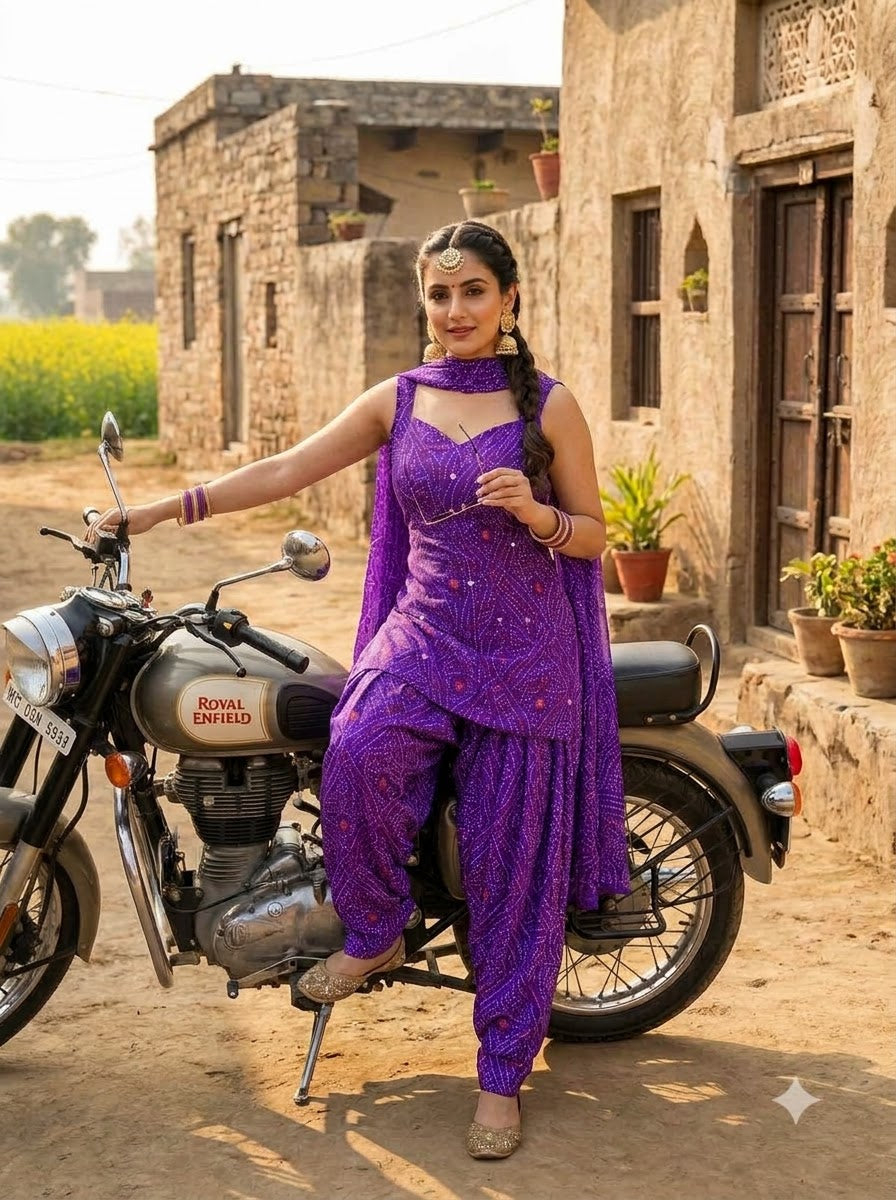 Swag Wali Kudi Premium Cotton Bandhani Kurti Set
