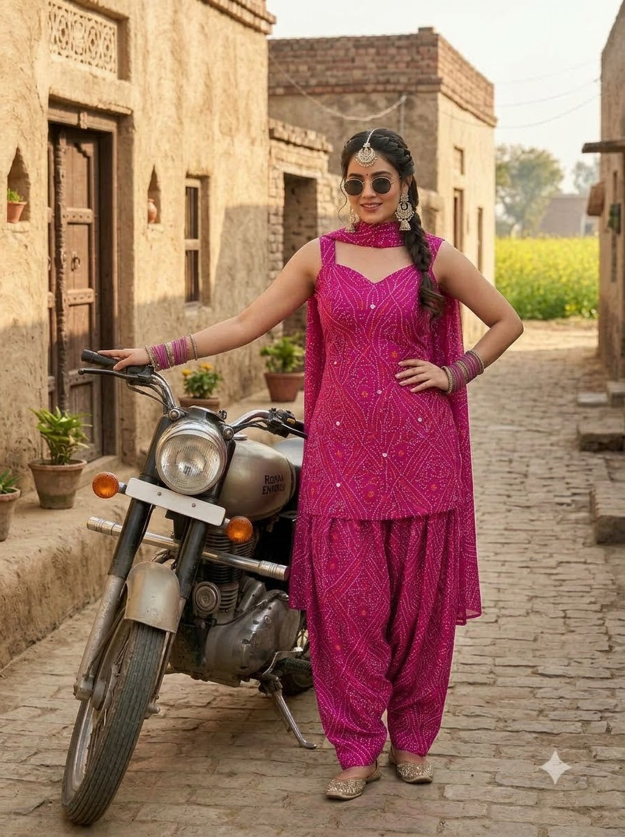 Swag Wali Kudi Premium Cotton Bandhani Kurti Set