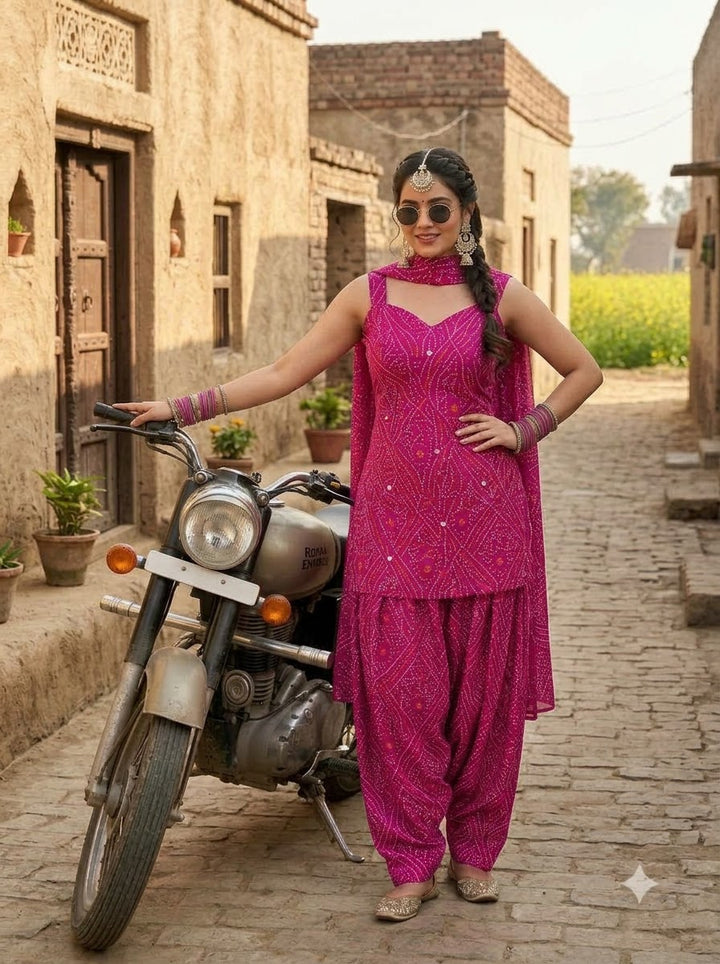 Swag Wali Kudi Premium Cotton Bandhani Kurti Set