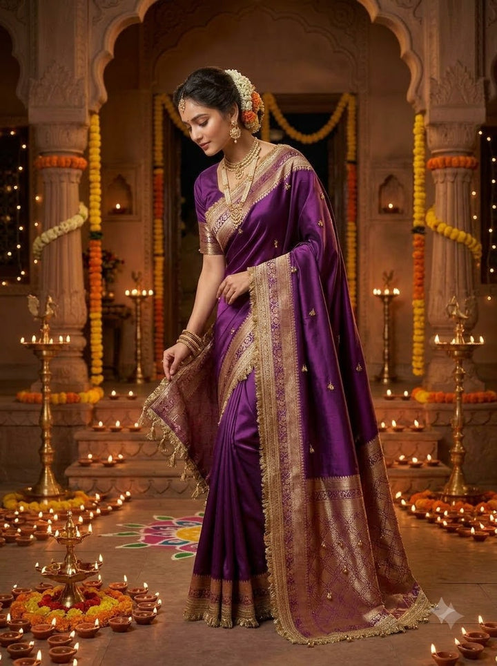 Royal Violetta Sequin Embroidered Saree